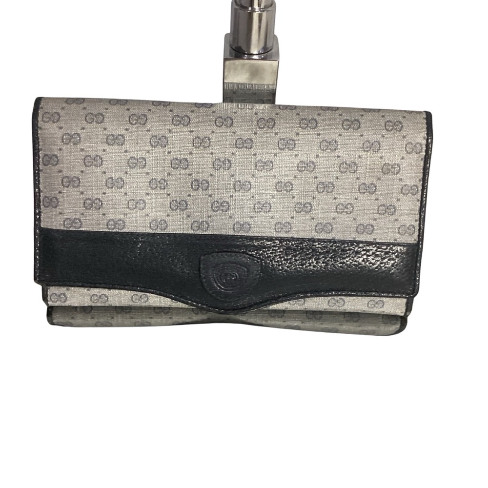 Vintage Gucci 035 64 0461 Micro GG Logo Canvas/ Leather Long Wallet